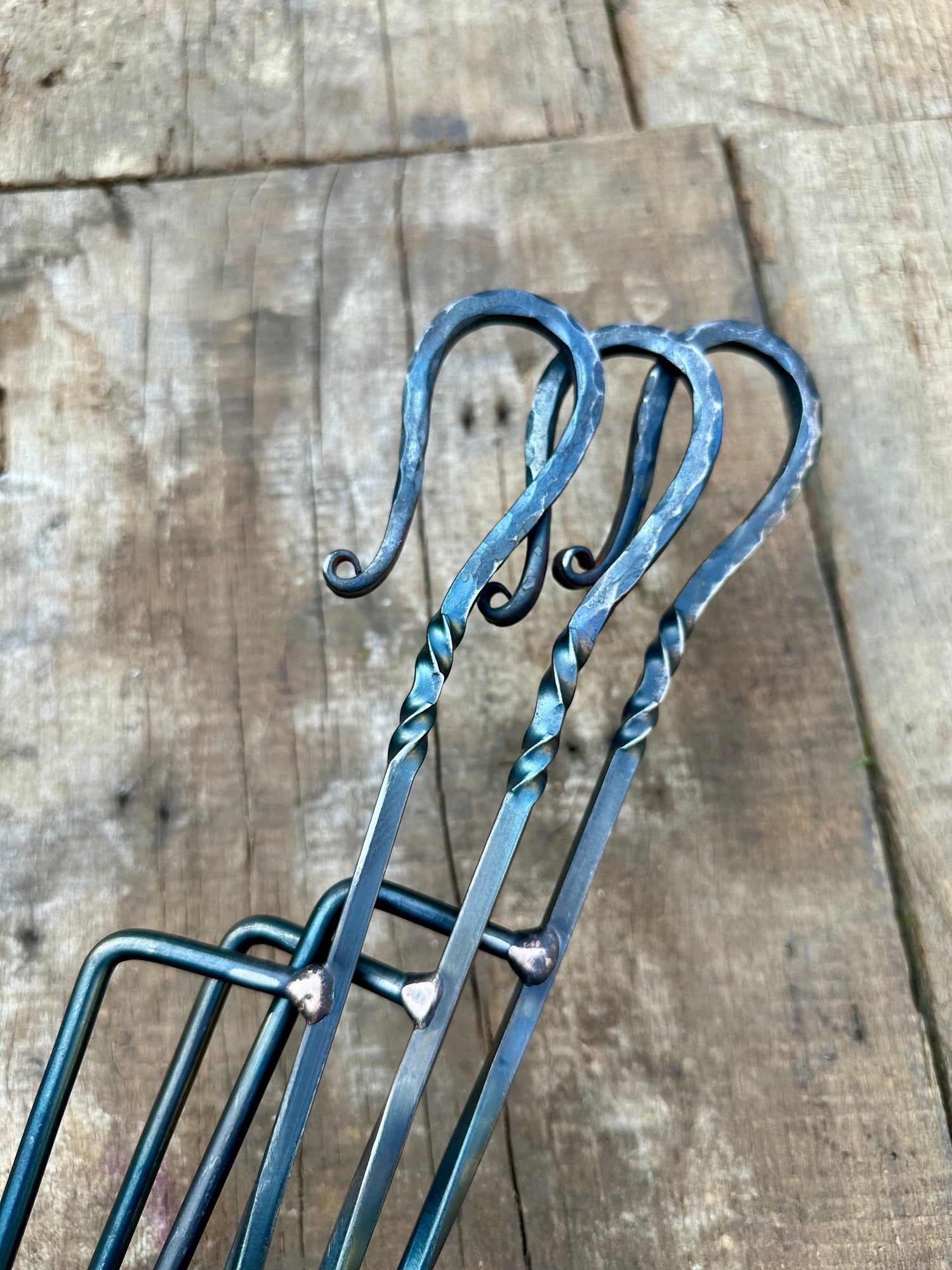 2 Spike BBQ Meat Skewers - Handmade Forged Steel Set of 3