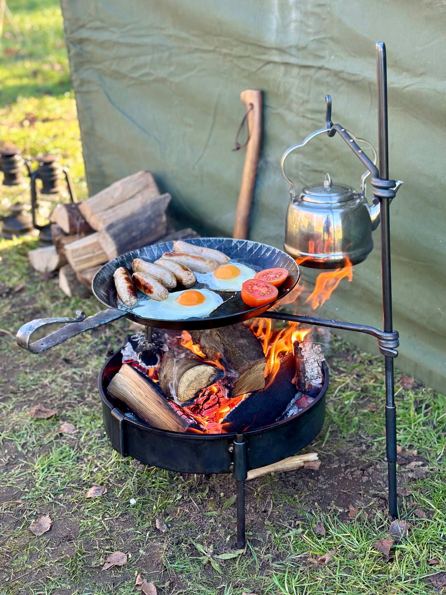 Fire anchor Cooking Swing Arm Bushcraft and Camping Cooking Set for Hanging and Holding Billy Cans, Skillets