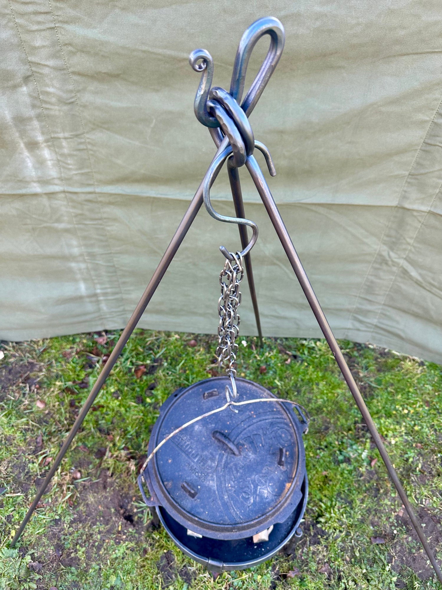 Campfire Tripod Mild Steel Handmade Forged Steel
