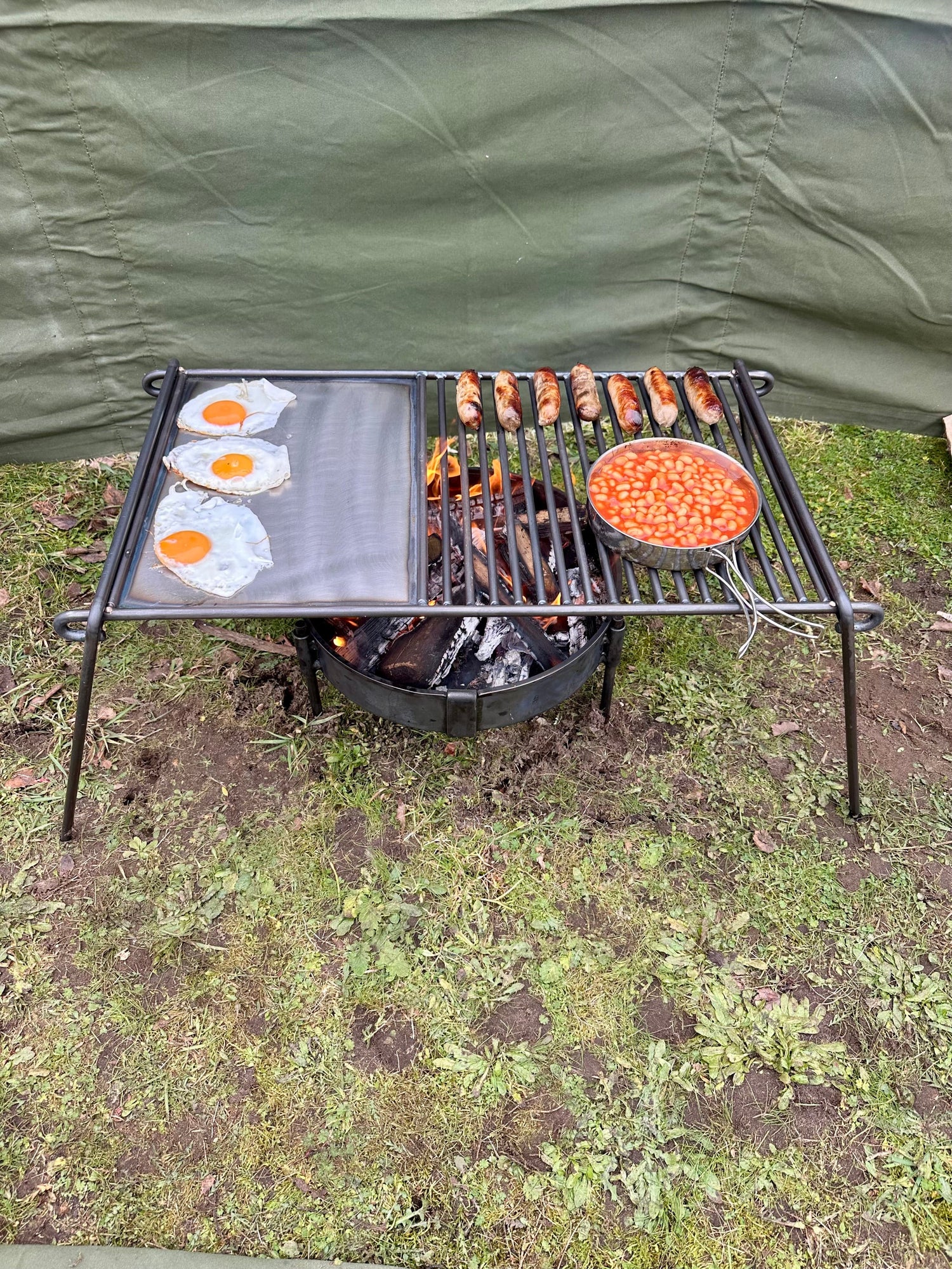 Base Camp BBQ Grill - Skillet Hot Plate Fully Welded - For Large Groups