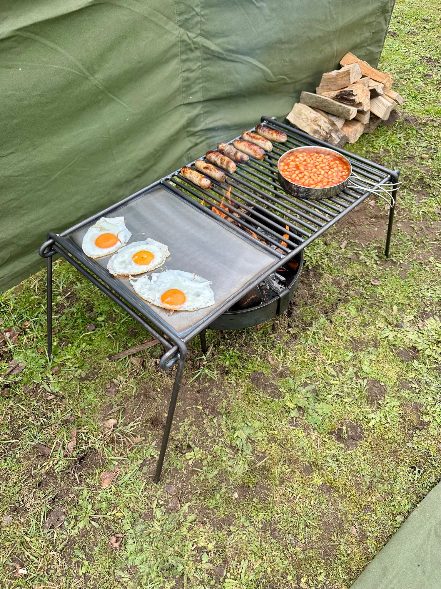 Base Camp BBQ Grill - Skillet Hot Plate Fully Welded - For Large Groups