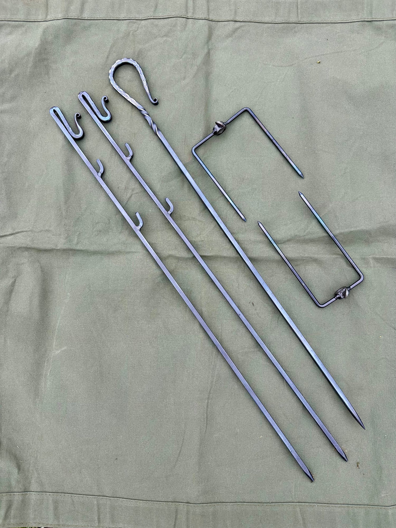 Large Spit Roast Rotisserie Portable Forged Steel Blacksmith Handmade