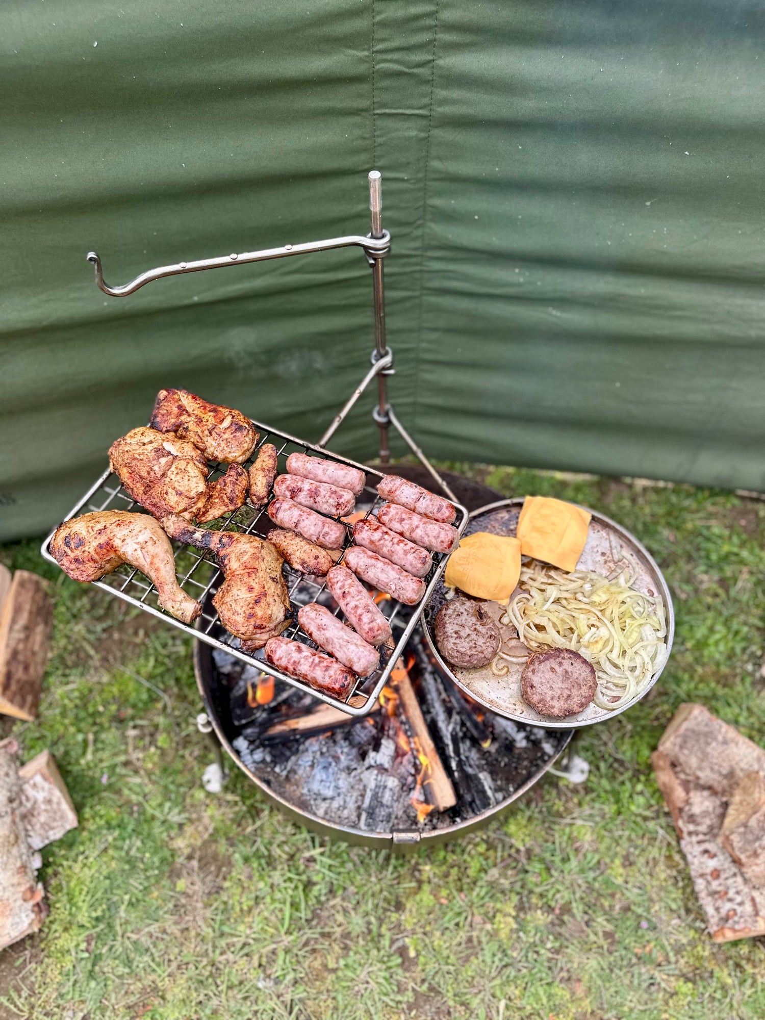Stainless Steel 50 Fire Pit Cook Set - Portable BBQ - Fire Pit