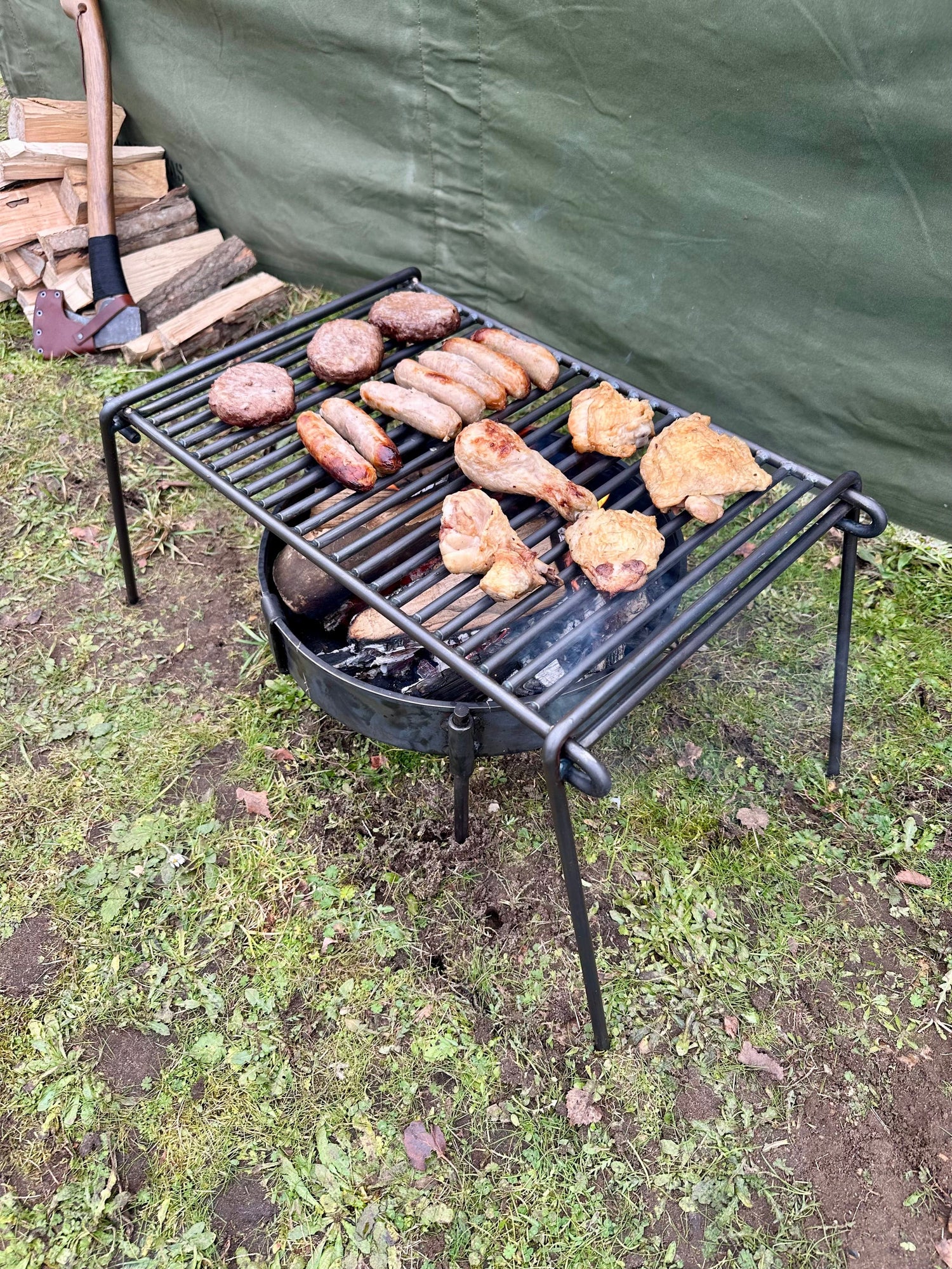 Folding BBQ Grill - Heavy Gauge Steel - Medium Size Cooks upto 1 to 10 People