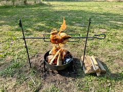 Large Spit Roast Rotisserie  Portable Forged Steel  Blacksmith Handmade 
