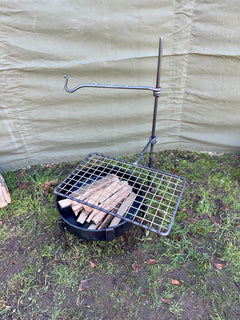 Fire anchor  Cooking Swing Arm. Bushcraft and Camping Cooking Set for Hanging Billy Cans, Kettles with a Grill Arm