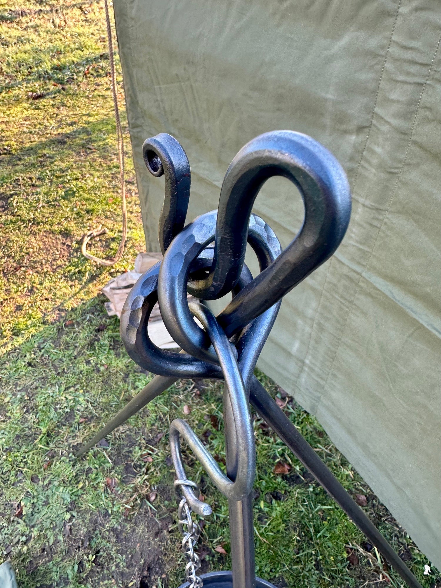 Campfire Tripod  Mild Steel  Handmade  Forged Steel
