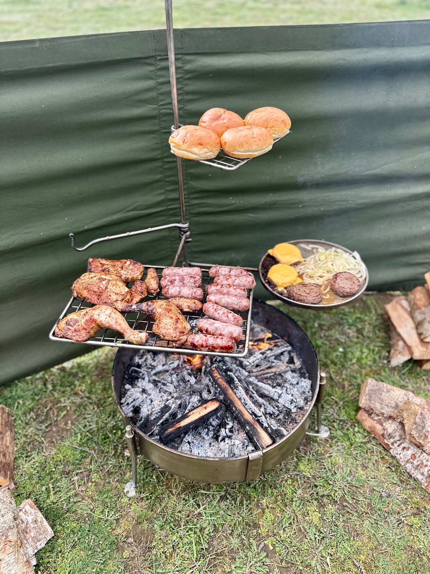 Stainless Steel 50 Fire Pit Cook Set - Portable BBQ - Fire Pit