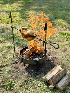 Large Spit Roast Rotisserie  Portable Forged Steel  Blacksmith Handmade 